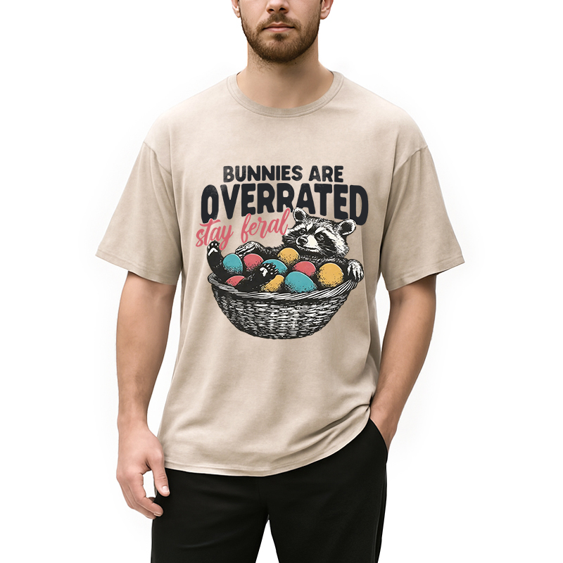 Modecanvas Funny Easter Raccoon DTG Printing Washed T-Shirt