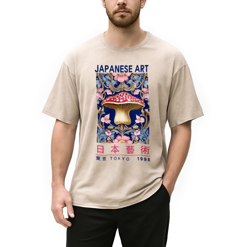 Modecanvas Blue Mushroom Vintage Washed T-Shirt