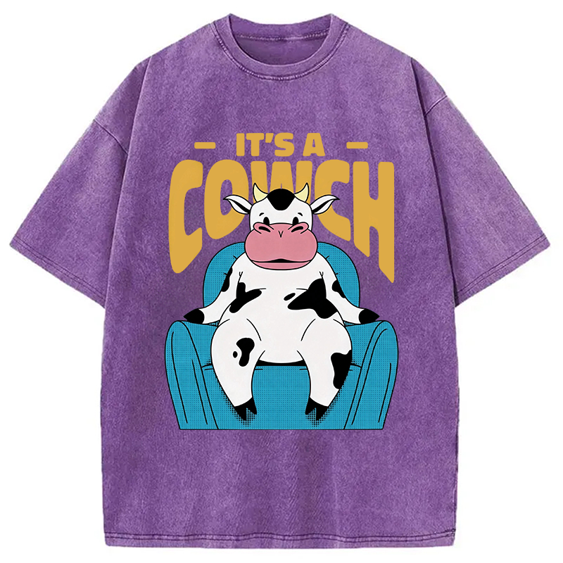 Modecanvas Its A Cowch Funny Cow DTG Printing Washed T-Shirt