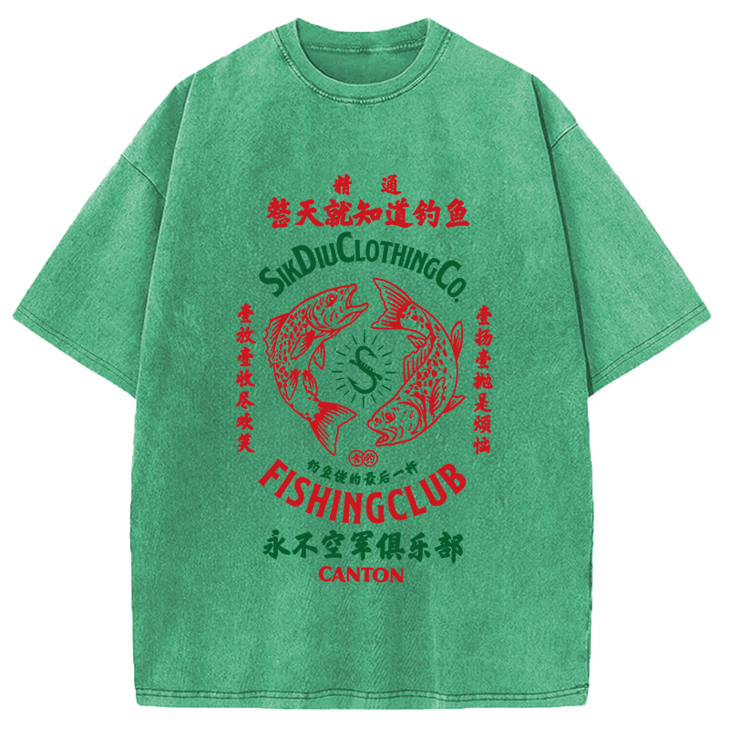 Modecanvas Fishing Club DTG Printing Washed T-Shirt