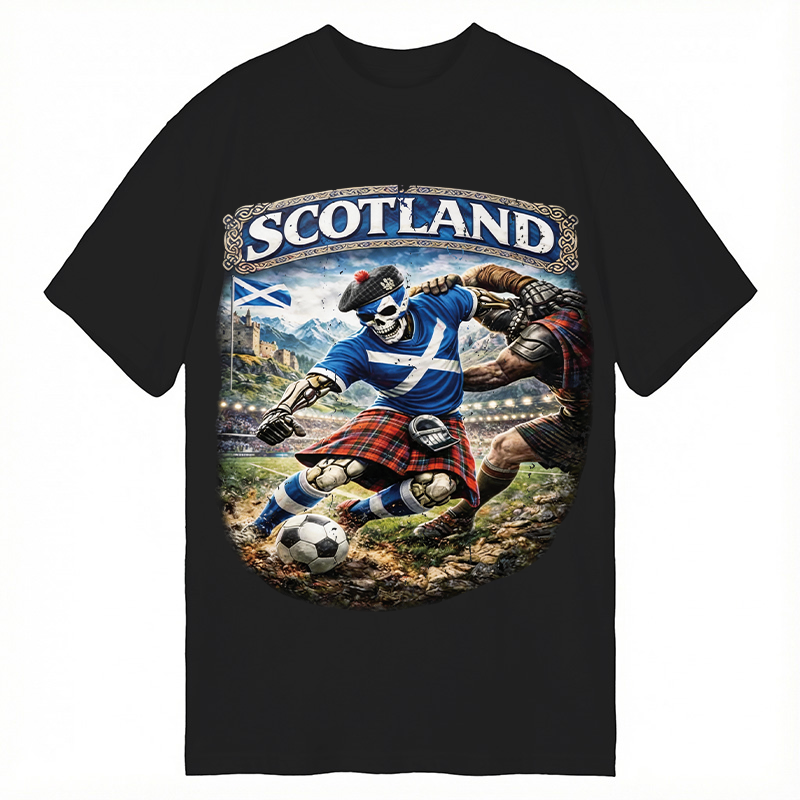 Modecanvas Scotland Soccer Skull DTG Printing Classic T-Shirt-modecanvas