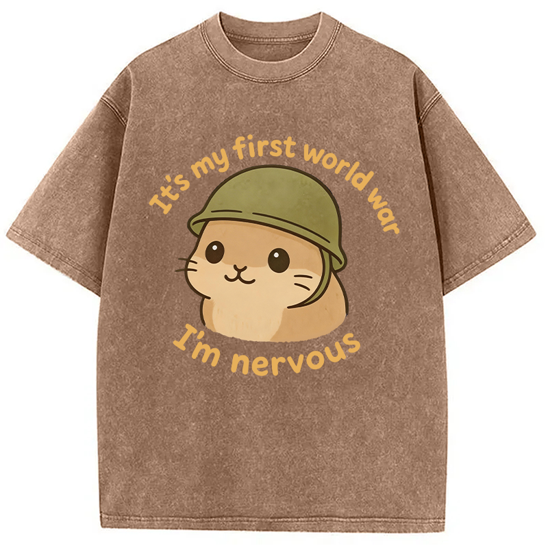 Modecanvas Nervous Hamster Meme DTG Printing Washed T-Shirt