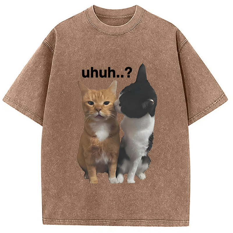 Modecanvas Uhuh..? Cats Washed T-Shirt