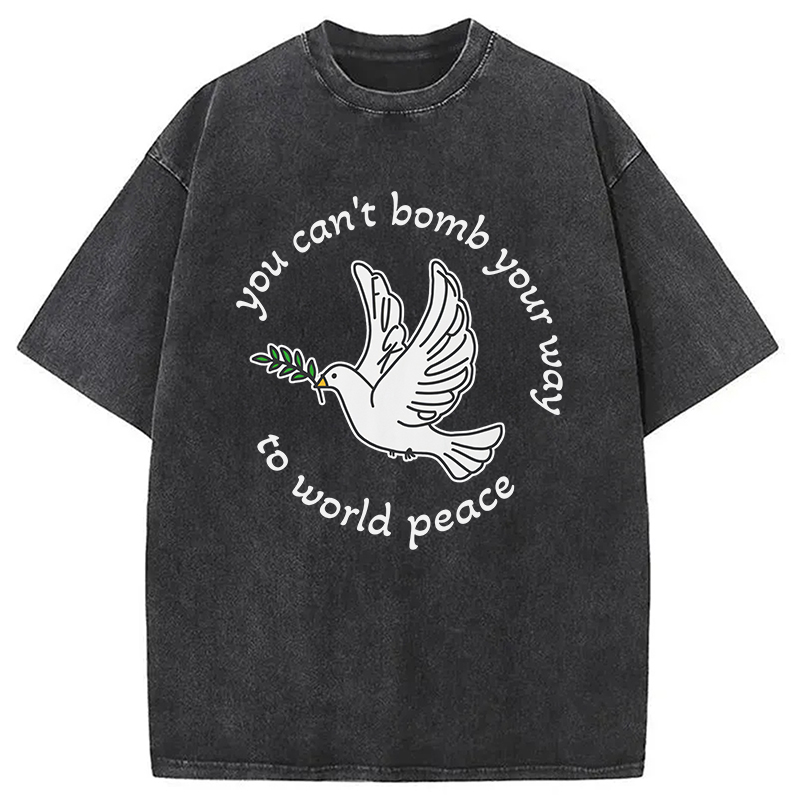 Modecanvas Bombs for World Peace DTG Printing Washed T-Shirt