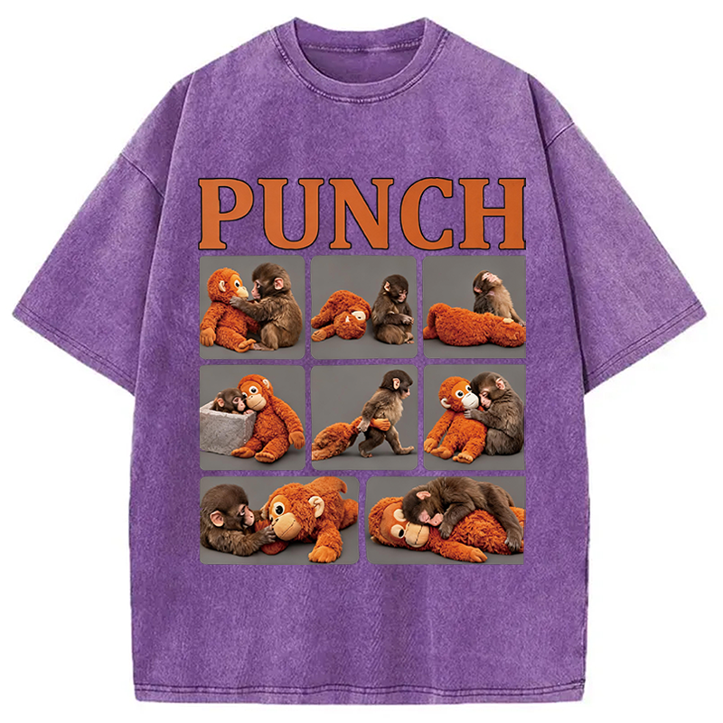 Modecanvas Lonely Punch Monkey DTG Printing Washed T-Shirt