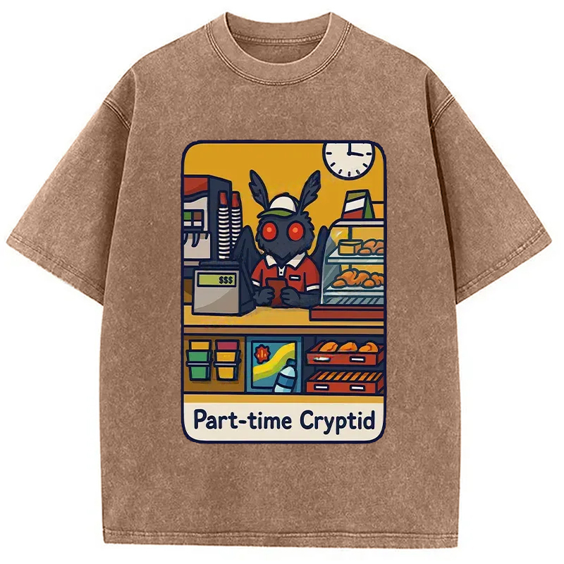 Modecanvas Working Mothman Washed T-Shirt-modecanvas