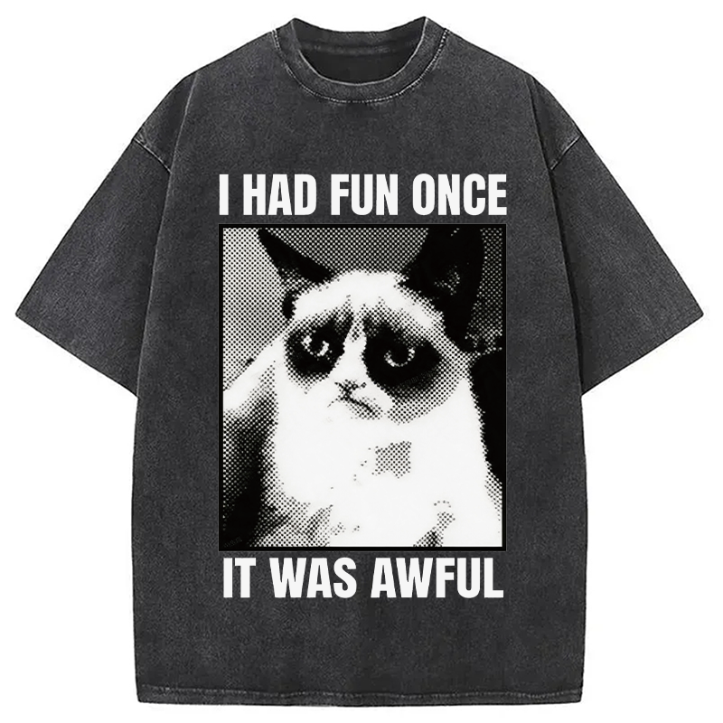 Modecanvas I Had Fun Once It Was Awful Cat Meme DTG Printing Washed T-Shirt