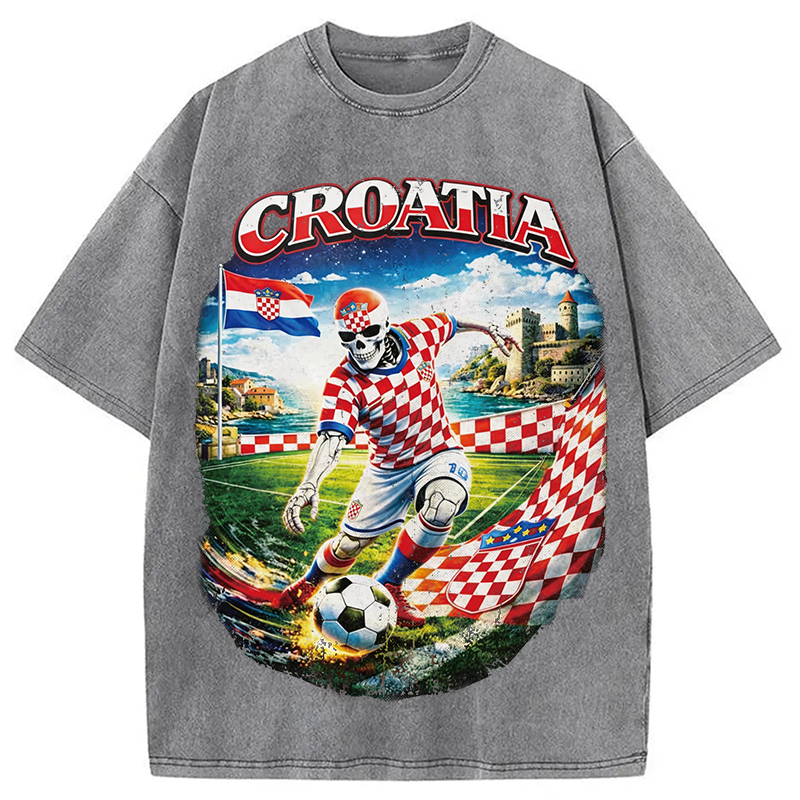 Modecanvas Croatia Soccer DTG Printing Washed T-Shirt