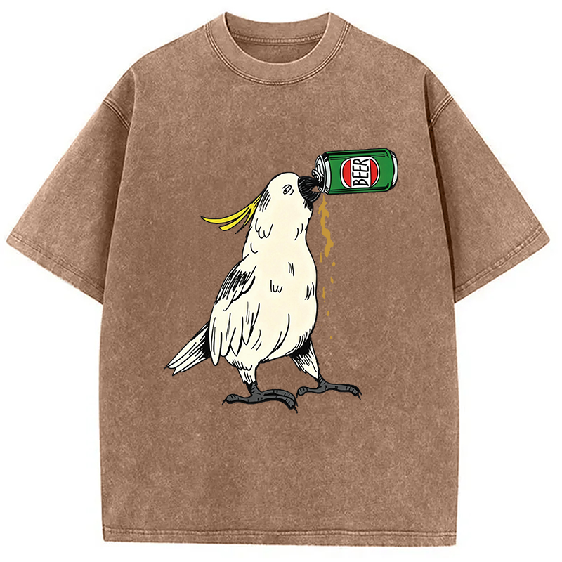 Modecanvas Cockatoo Beer DTG Printing Washed T-Shirt