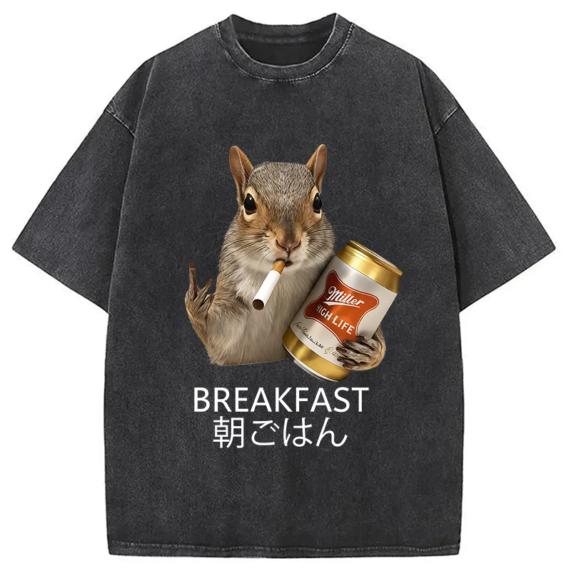 Modecanvas Funny Breakfast Washed T-Shirt