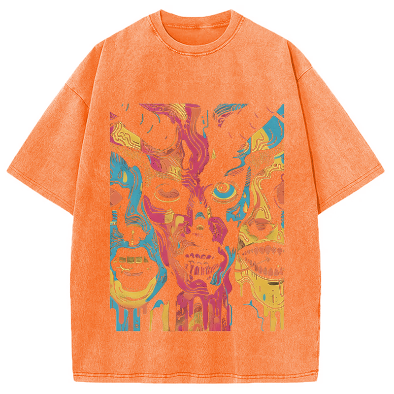 Modecanvas Creepy Horror DTG Printing Washed T-Shirt