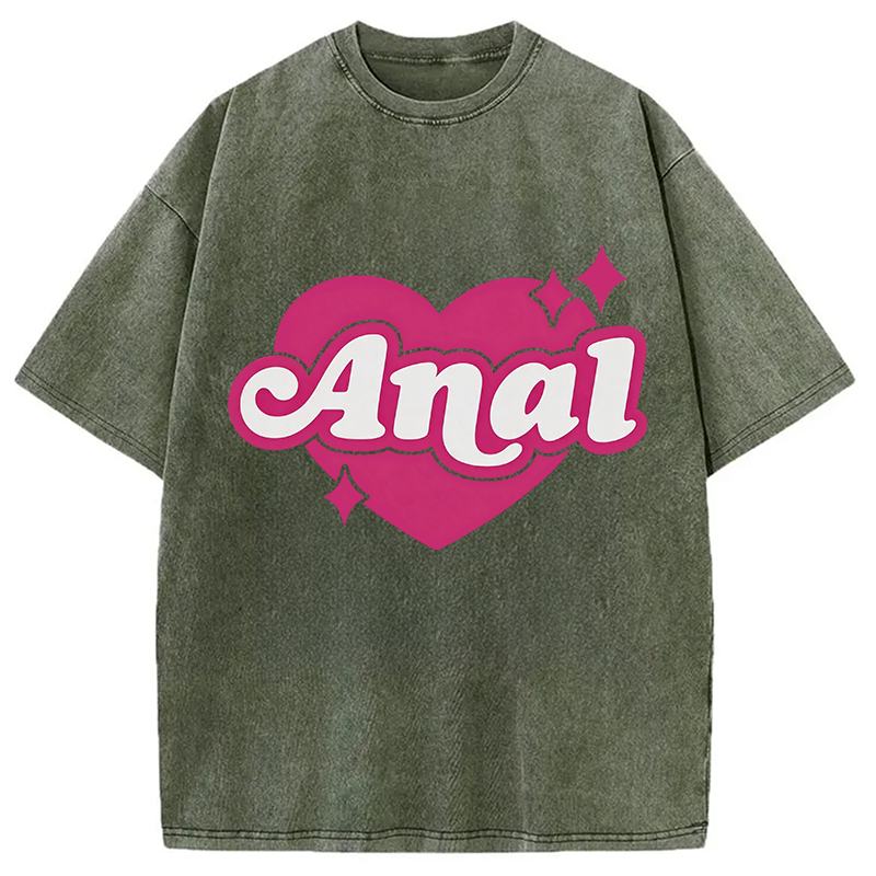 Modecanvas Anal Heart DTG Printing Washed T-Shirt