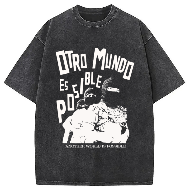 Modecanvas Another World is Possible DTG Printing Washed T-Shirt-modecanvas