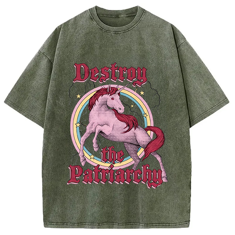 Modecanvas Destroy the Patriarchy DTG Printing Washed T-Shirt