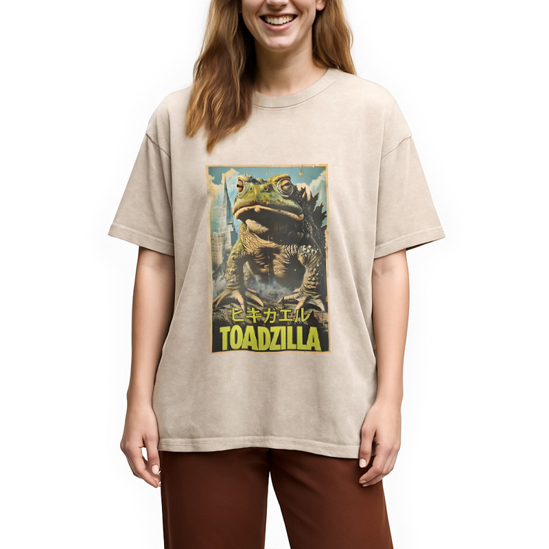 Modecanvas Vintage Funny Frog Washed T-Shirt