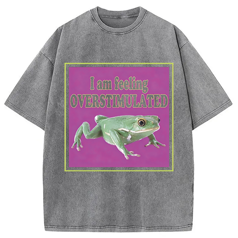 Modecanvas I Am Feeling Overstimulated DTG Printing Washed T-Shirt