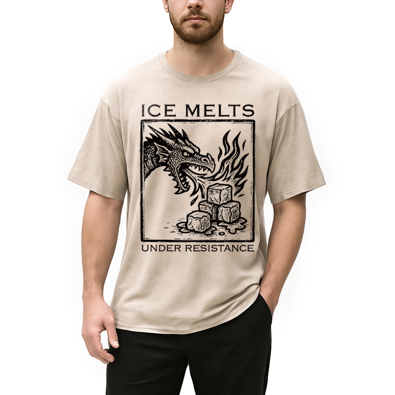 Modecanvas Ice Melts Under Resistance DTG Printing Washed T-Shirt
