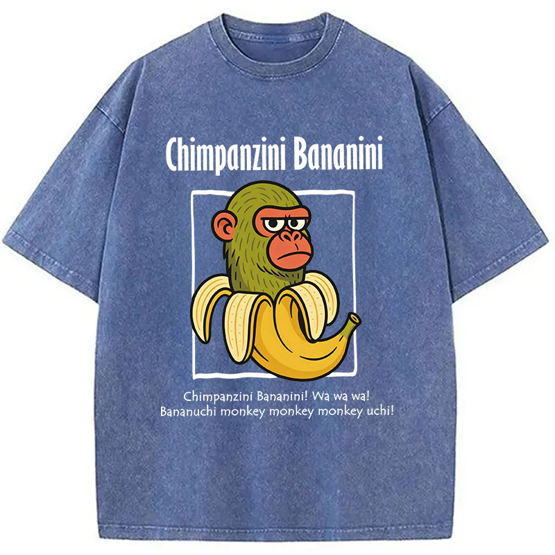 Modecanvas Chimpanzini Bananini Funny DTG Printing Washed T-Shirt