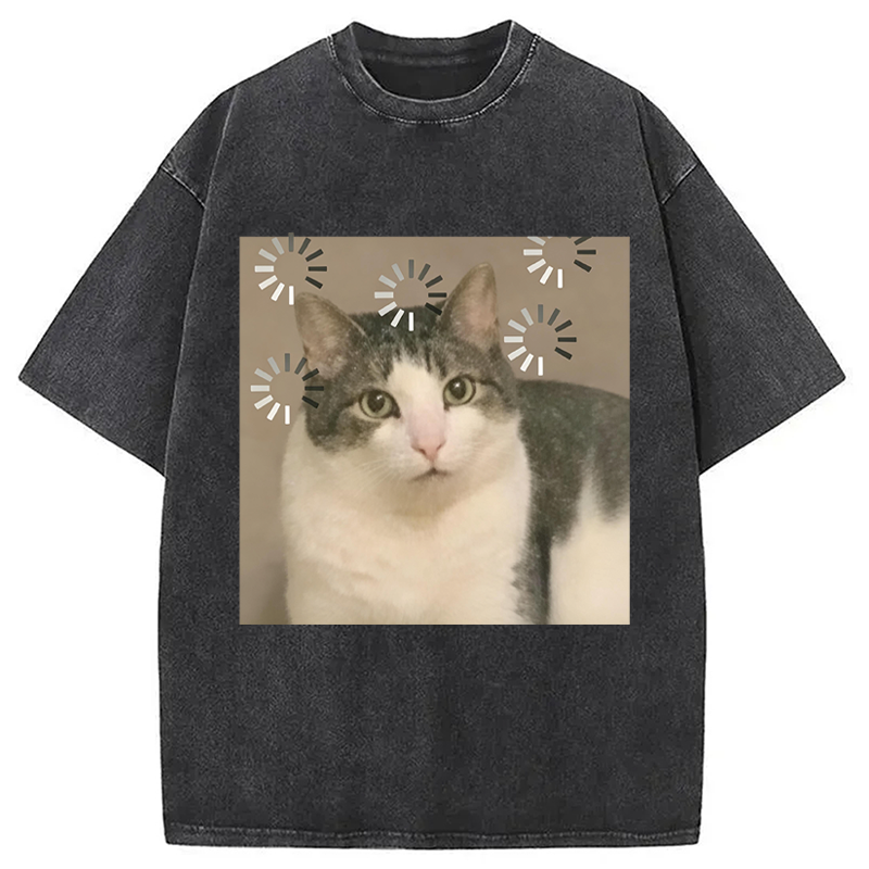 Modecanvas Cat Reload The Brain DTG Printing Washed T-Shirt