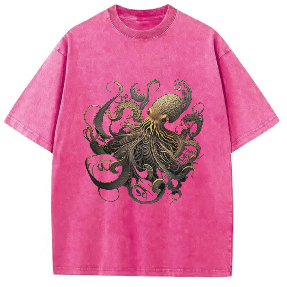 Modecanvas Golden Octopus Vintage Japanese Washed T-Shirt
