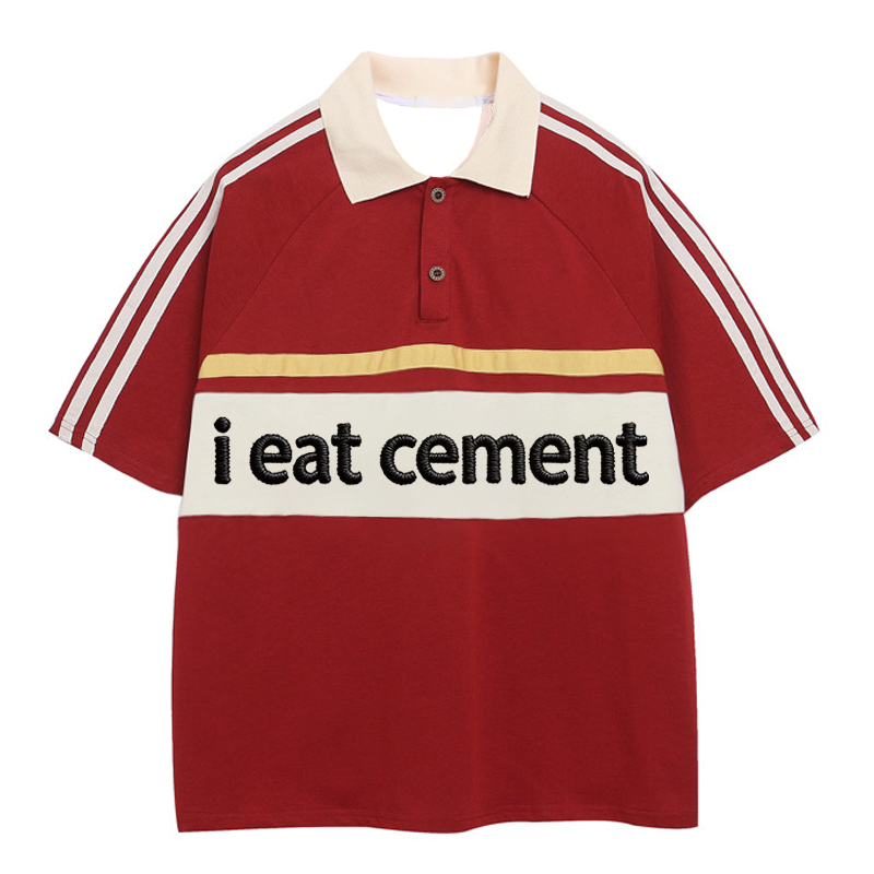 Modecanvas I Eat Cement Polo Embroidered T-Shirt