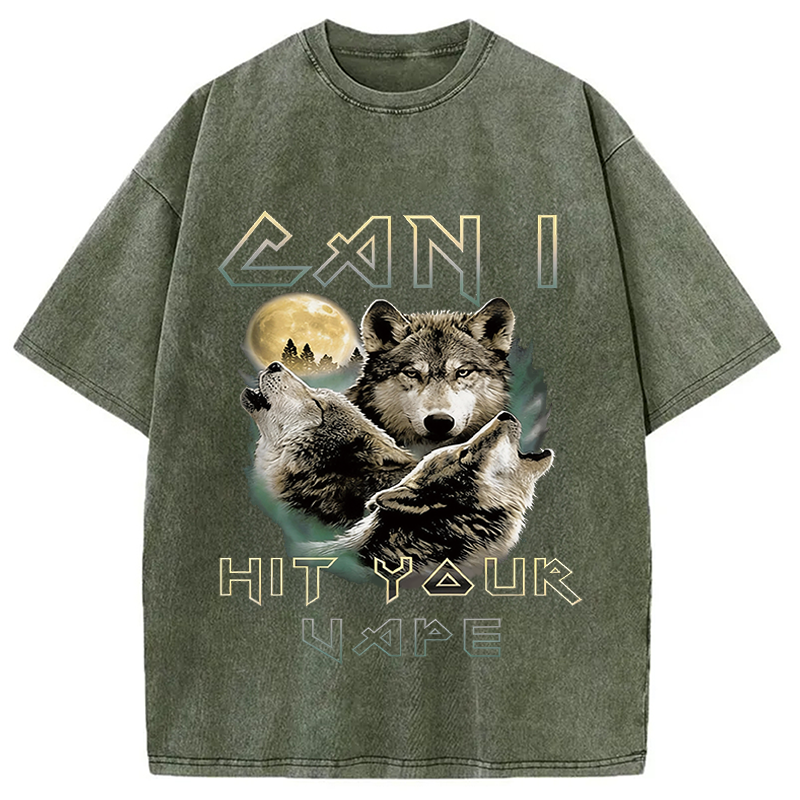 Modecanvas Can I Hit Your Vape Meme DTG Printing Washed T-Shirt
