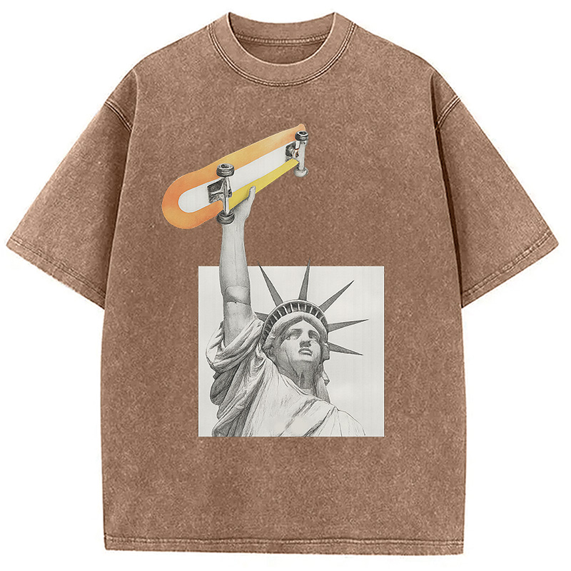 Modecanvas Living In The City DTG Printing Washed T-Shirt-modecanvas