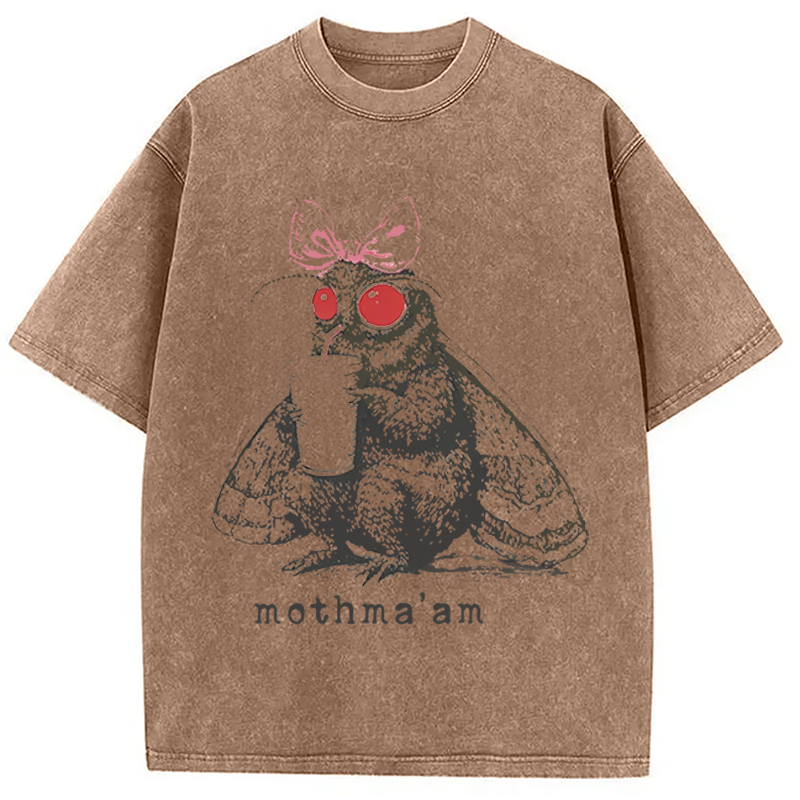 Modecanvas Mothma'am Funny Mothman DTG Printing Washed T-Shirt