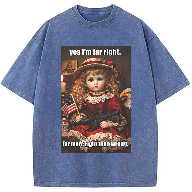 Modecanvas Far More Right Than Wrong DTG Printing Washed T-Shirt