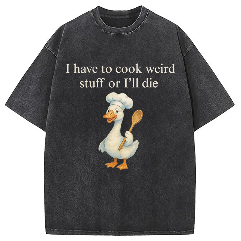 Modecanvas Silly Goose Baker Funny Cooking Meme DTG Printing Washed T-Shirt-modecanvas