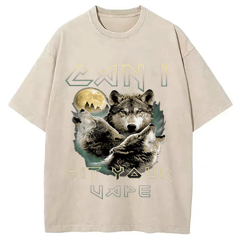 Modecanvas Can I Hit Your Vape Meme DTG Printing Washed T-Shirt