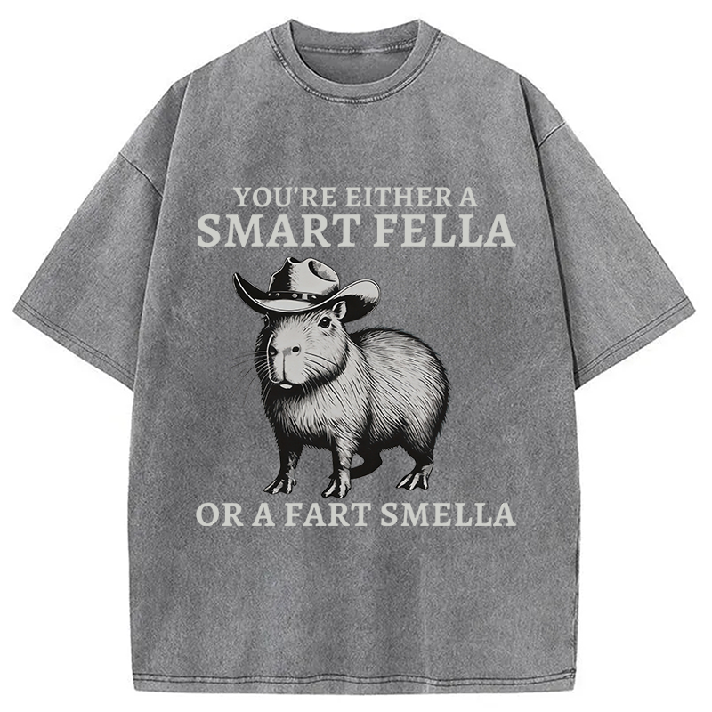Modecanvas Retro Smart Fella Capybara 90s Washed T-Shirt