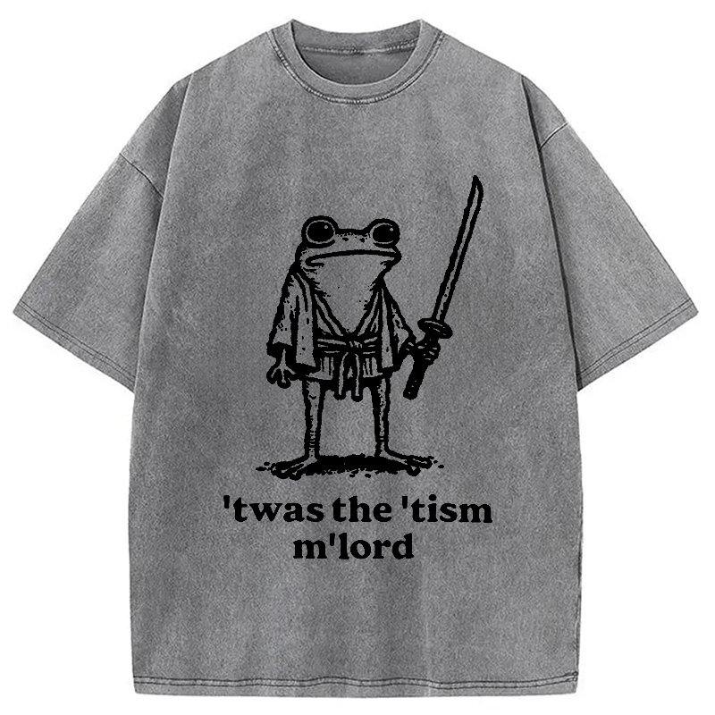 Modecanvas Focused Samurai Frog Washed T-Shirt-modecanvas