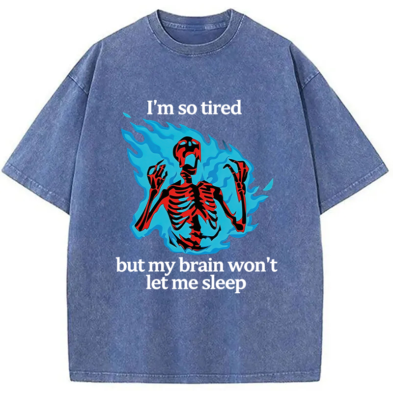 Modecanvas Tired Skeleton On Fire DTG Printing Washed T-Shirt