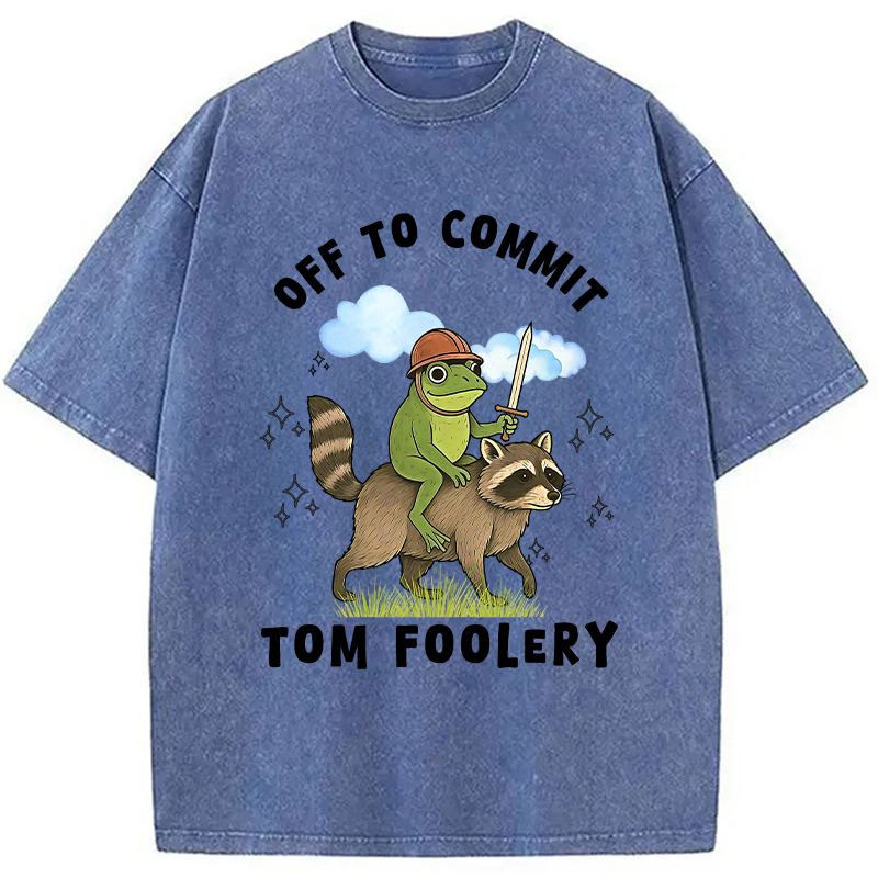 Modecanvas Funny Frog Raccoon Sarcastic Meme Washed T-Shirt