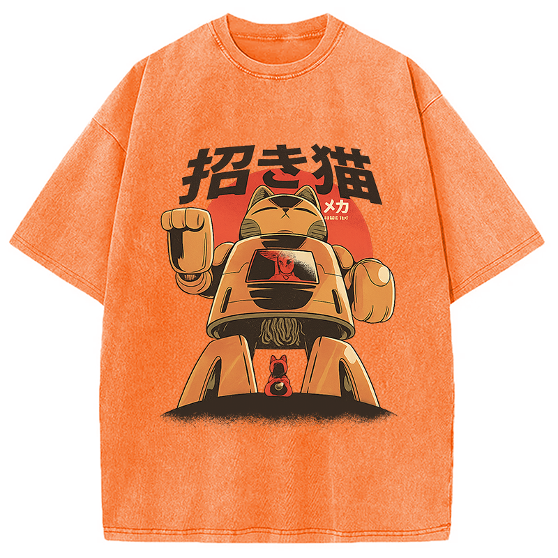 Modecanvas Mecha Cat Washed T-Shirt