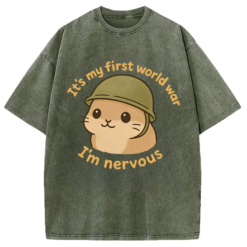 Modecanvas Nervous Hamster Meme DTG Printing Washed T-Shirt