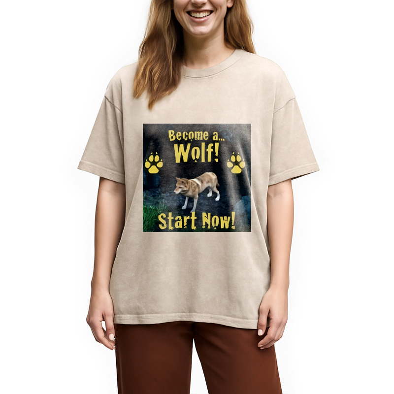 Modecanvas Become A Wolf Washed T-Shirt