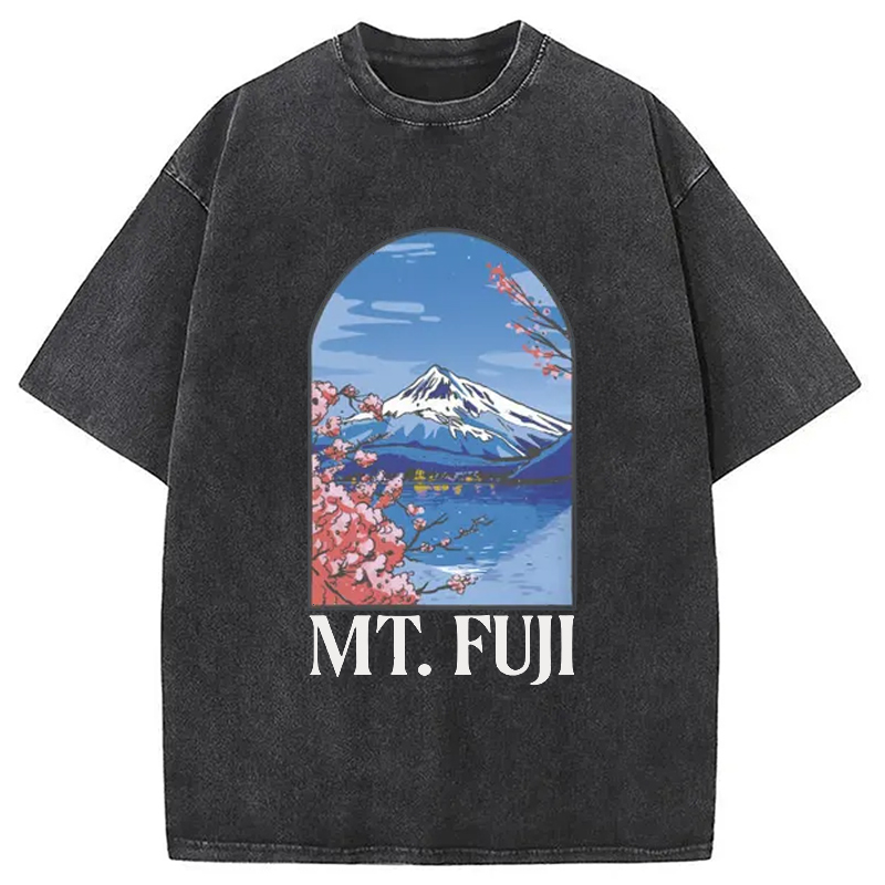 Modecanvas Mt. Fuji Cherry Blossom Japanese Washed T-Shirt