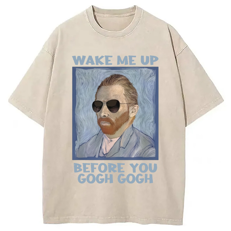 Modecanvas Artsy Van Gogh Meme Washed T-Shirt