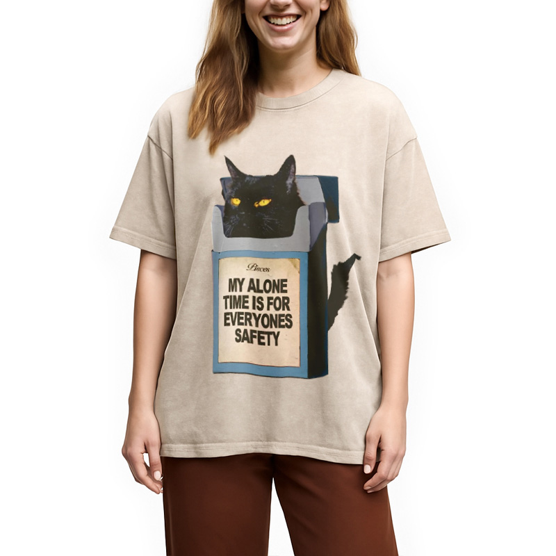 Modecanvas My Alone Time Is For Everyone Safety Meme Washed T-Shirt