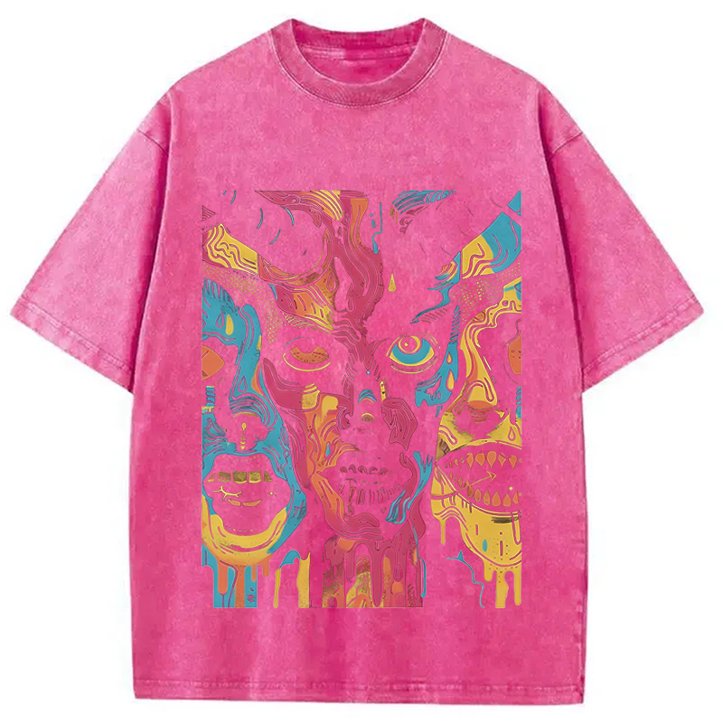 Modecanvas Creepy Horror DTG Printing Washed T-Shirt