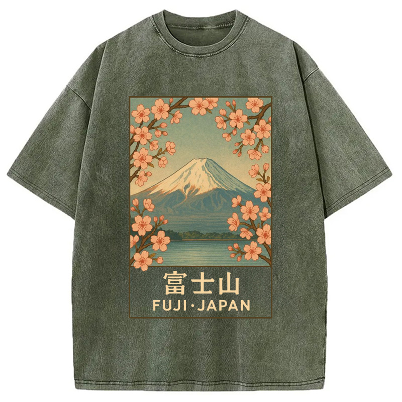 Modecanvas Sakura Fuji Japan Washed T-Shirt