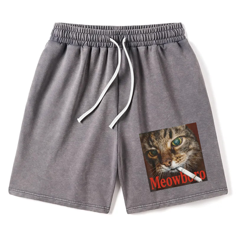 Modecanvas Funny Smoking Cat Meme Washed Short