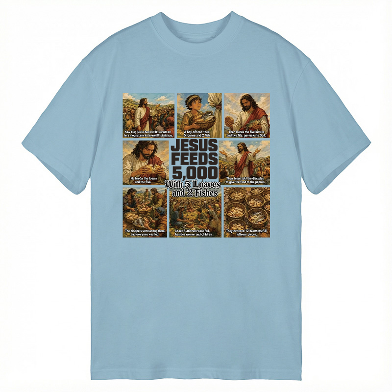 Modecanvas Jesus Feeds 5000 DTG Printing Classic T-Shirt-modecanvas