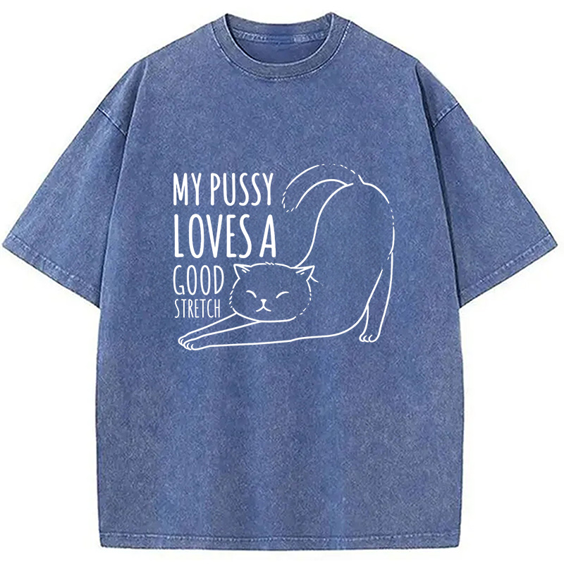 Modecanvas Funny Cat Washed T-Shirt