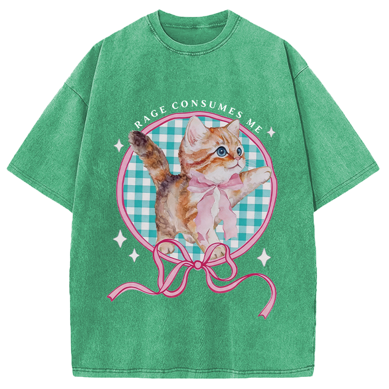 Modecanvas Rage Consumes Me Funny Kitten DTG Printing Washed T-Shirt
