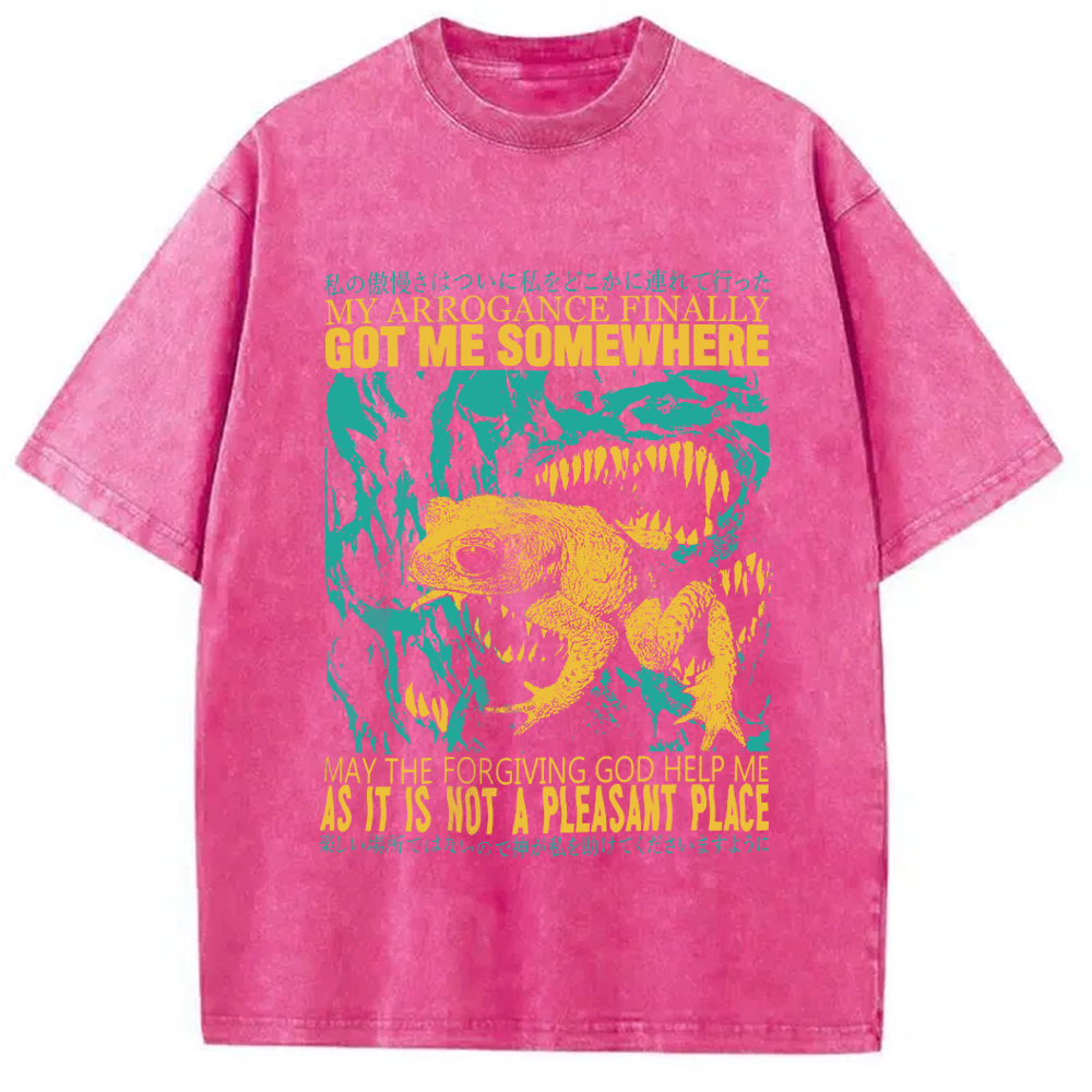 Modecanvas My Arrogance Vintage Japanese Frog Washed T-Shirt