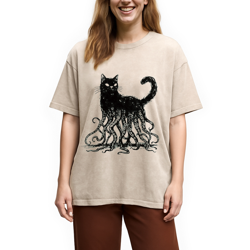 Modecanvas Catpus DTG Printing Washed T-Shirt