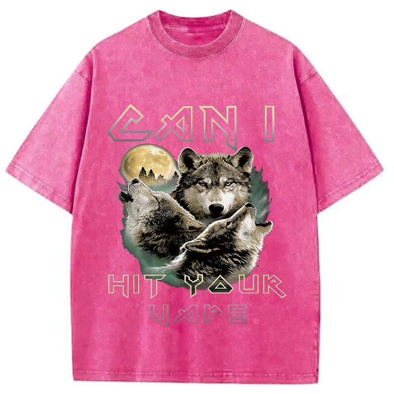 Modecanvas Can I Hit Your Vape Meme DTG Printing Washed T-Shirt